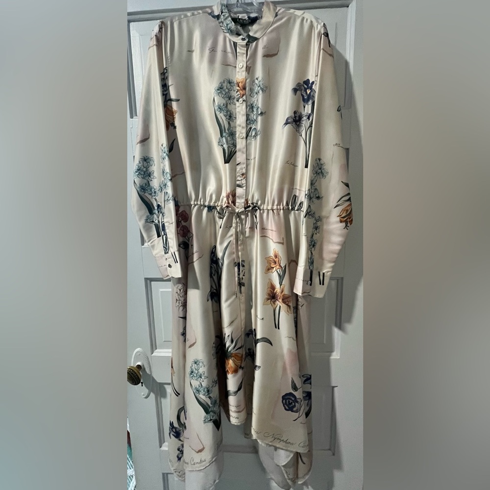 Ralph Lauren Floral Satin Long Sleeve Dress
